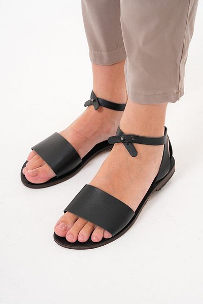 DaphneSandals Genuine Leather Women's Black Bodrum Sandals - Kk2131
