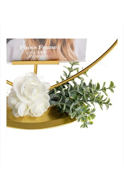 takı tutkum Decorative Gold Heart Shape Metal Frame with White Roses Wedding Bride