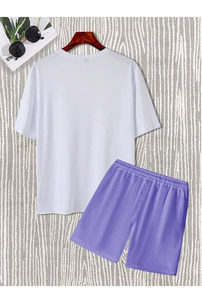 LUNAVISTA Cartoon Pattern Short Sleeve Round Neck T-Shirt and Shorts