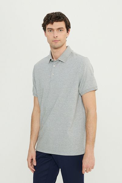 ALTINYILDIZ CLASSICS Men's White Cotton Comfort Fit Relaxed Fit Polo Neck Jacquard T-Shirt