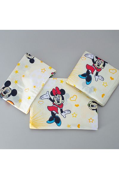 BebeNou Lenjerie bumbac neted pat 2-12 ani in 3 piese cu Mickey&Minnie pentru saltele 160x80cm - ASC2999