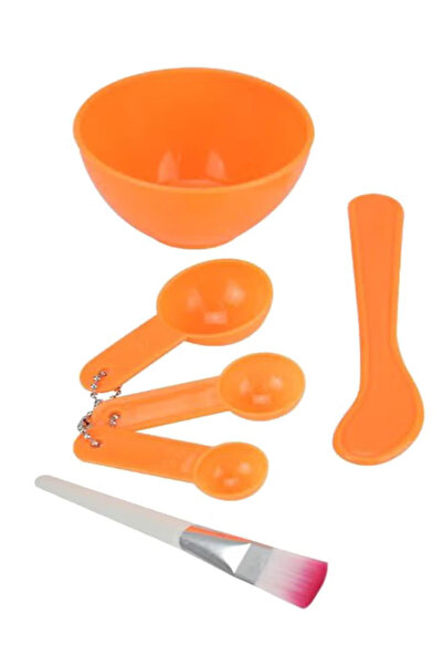 DIY طقم أوعية لتحضير ماسك الوجه مكون من 6 قطع برتقالي