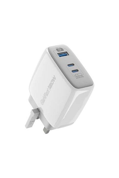 Promate Ultra-compact 120W wall charger with two Type-C™ ports and an 18W QC 3.0 port,