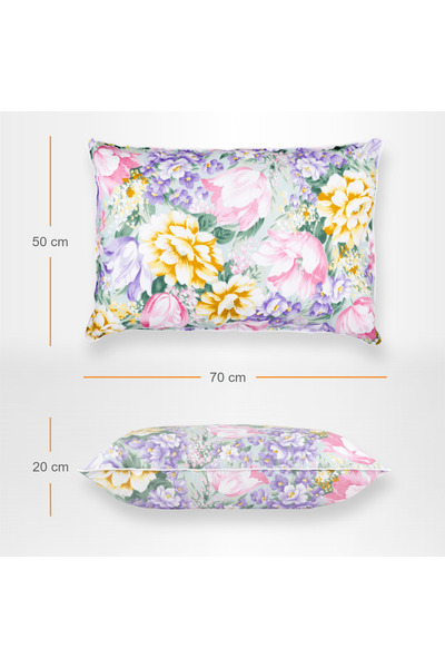 Pernador Set of 2 goose down and feather pillows, medium, 50x70 cm, Purple flowers