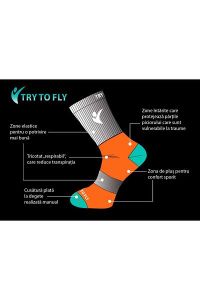 Try to Fly Șosete groase pentru Drumeție din Lână de Merinos Verde Inchis