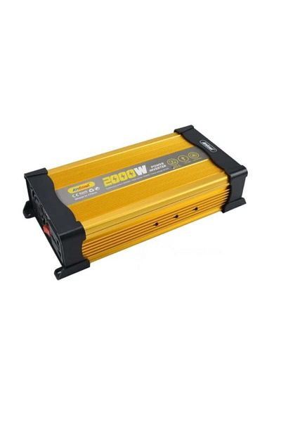 divendi-ro Invertor de tensiune auto KS2000, 2000W 12V, 220V, cu undă sinusoidală modificată, indicator LED, placat cu aur