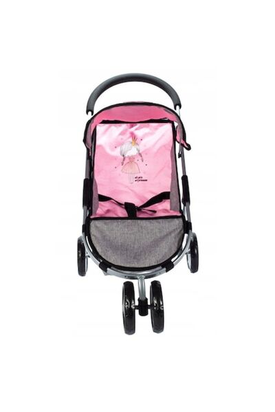 Glow Goods Cărucior interactiv pentru păpuși, confortabil și ușor de condus, material de înaltă calitate, pliabil,