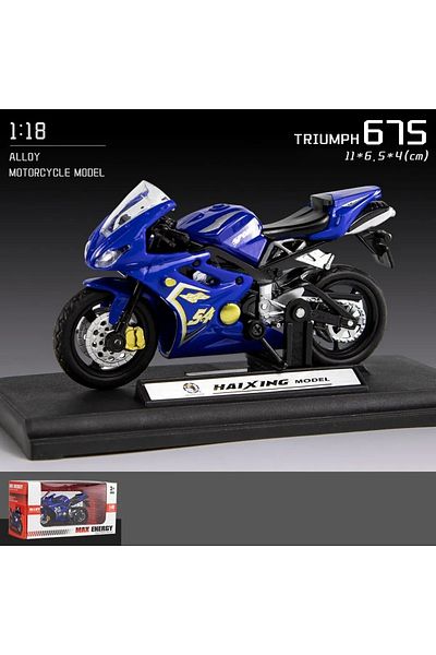 LRS STORE Doytona Trumph 675 Model Motorcycle Special Stand Detailed Decoration Toy Motorcycle 1:18 Blue