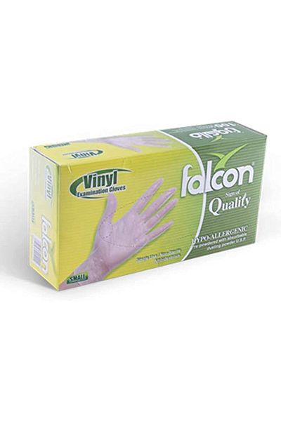 Falcon Vinyl Gloves - Clear Pre-Powdered (Small) 100 Pieces, Unisex