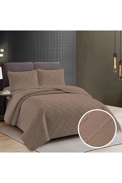 Pucioasa Double quilted bedspread, Sulfur, Cappuccino
