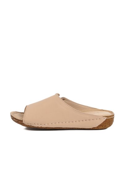 AYAKMOD Beige Genuine Leather Women's Slippers 002 Z