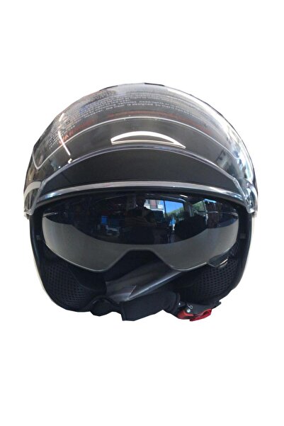 Ybs Yarım Açık Güneş Vizörlü Motosiklet Kaskı Siyah - L Beden