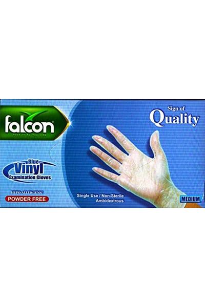 Falcon Vinyl Powder Free Gloves 100 Units (Medium)