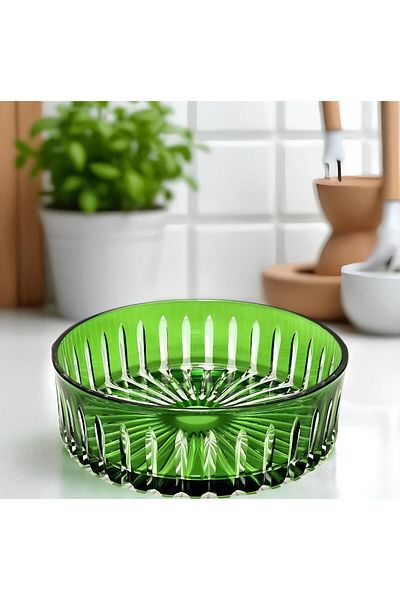 Akden Kristal Crystal Cutting Decor Handworked Colorful Glass Bowl