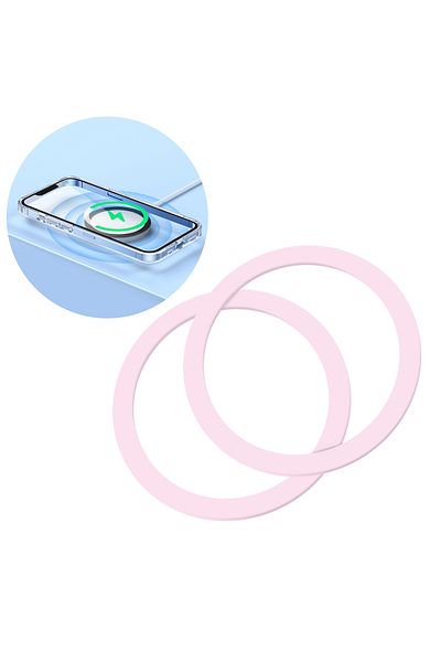 Hurtel Metal magnetic ring for smartphone pink SET 2 pcs.