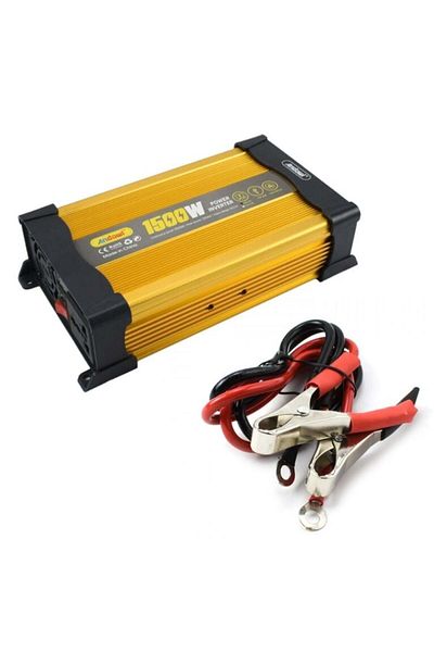 divendi-ro Invertor de tensiune auto Andowl KS1500, 1500W, 12V, 220V, 26 x 11 x 6.5cm, placat cu aur