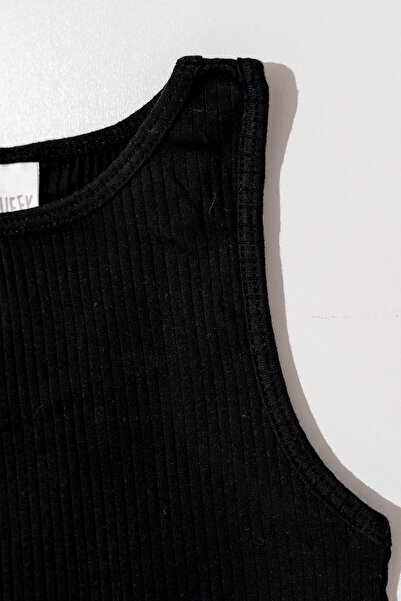 Magu Κοριτσίστικο βαμβακερό μπλουζάκι με ασπρόμαυρο σχέδιο Oversize και μαύρο μπλουζάκι με ραβδώσεις δύο τεμαχίων