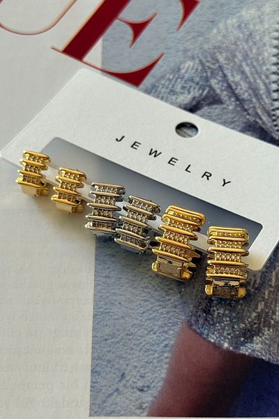 Trendy Butik Multi Serrated Earrings (6 Pieces)