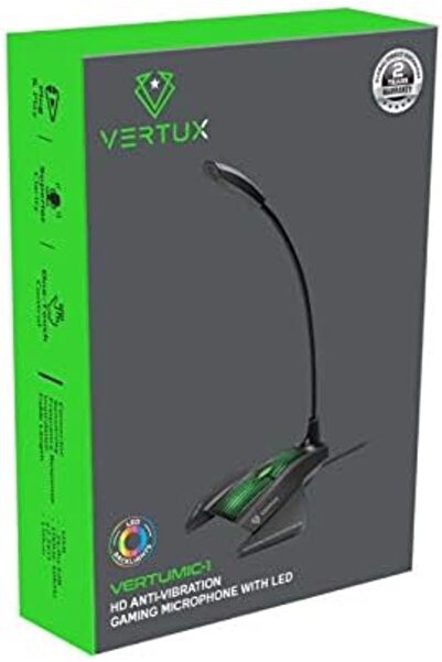 VERTUX ميكروفون ألعاب عالي الحساسية مع إضاءة LED