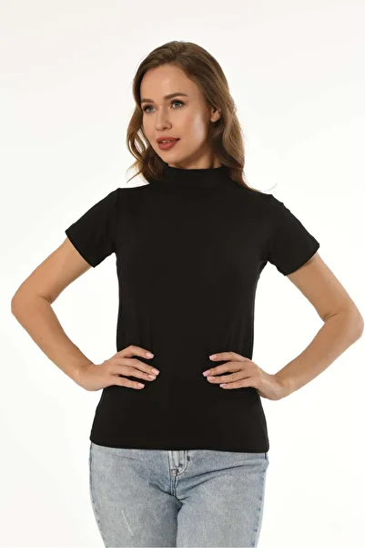 Mfö Life İç Giyim 5 Pieces Women's Lycra Half Turtleneck Short Sleeve T-Shirt 95% Cotton 5% Lycra