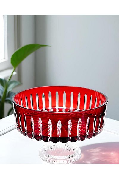 Akden Kristal Crystal Cutting Decor Handworked Colorful Glass Bowl