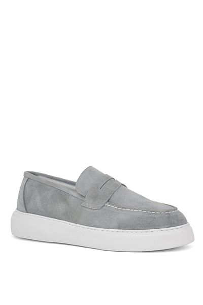 Deri Company Fite Men's Gray Suede Leather Sports Shoes