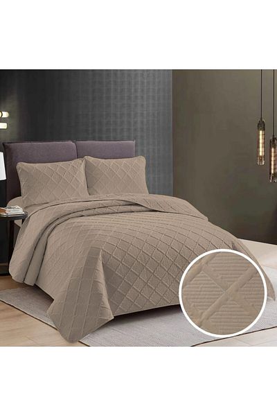 Pucioasa Double quilted bedspread, Sulfur, Brown