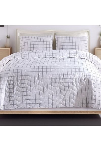 Eponj Home Quilted duvet set 200x220cm + 2 square pillowcases, Artus grey