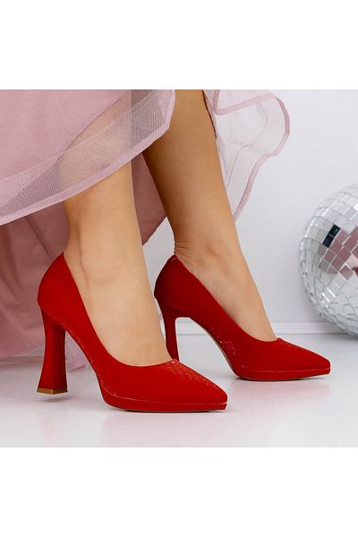 mei Shoes with Thick Heels 3DC33 Red |