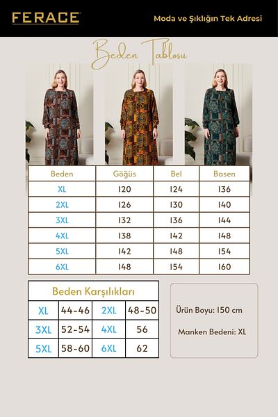 Ferace Γυναικείο φόρεμα με έθνικ σχέδιο Osmnalı Plus Size