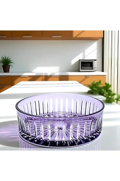 Akden Kristal Crystal Cutting Decor Handworked Colorful Glass Bowl