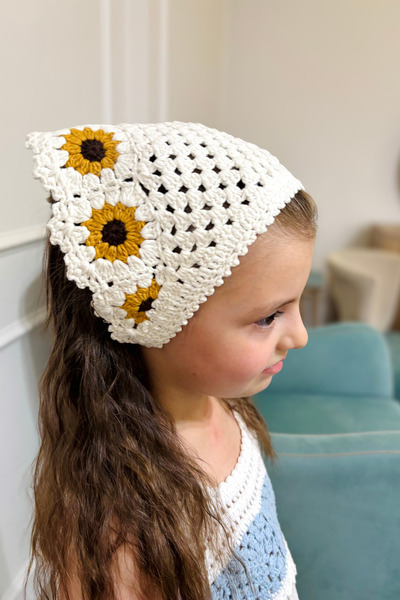 CESTOPİENO Knitted Sunflower Bandana - Women or Girls