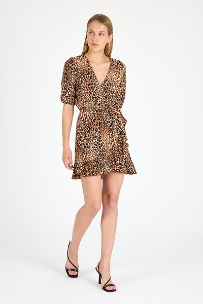 Yavuz Kapıcı Leopard Print V-Neck Mini Dress