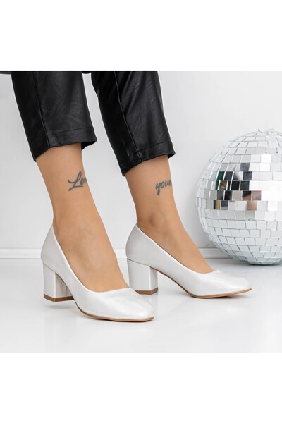 mei Παπούτσια με χοντρό τακούνι XKK251F Ασημί