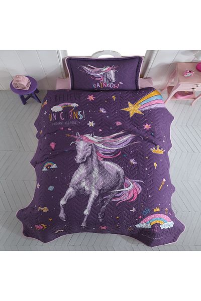 Clasy Quilted duvet set + 1 pillowcase 100% cotton, Rainbow