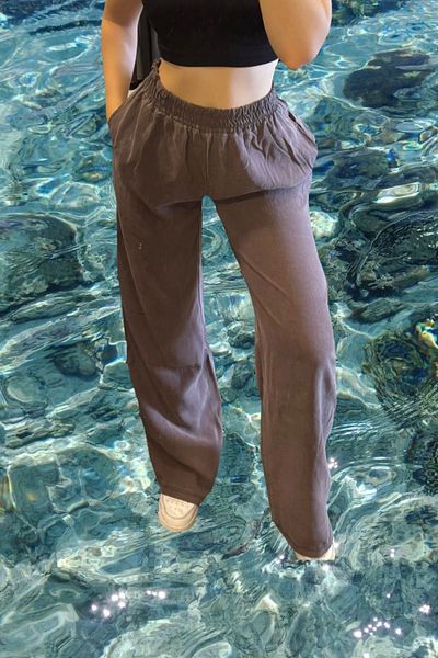 VibeGaia High Waist Soft Textured Elastic Comfortable Fabric Trousers