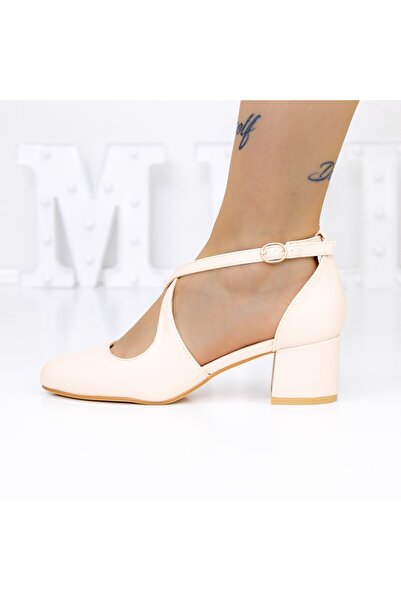 mei Chunky Heel Shoes 2YXD30 Light Beige
