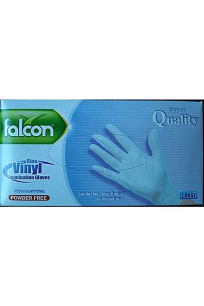 FALC Falcon Pack Blue Vinyl Gloves 100 pcs Powder Free Large