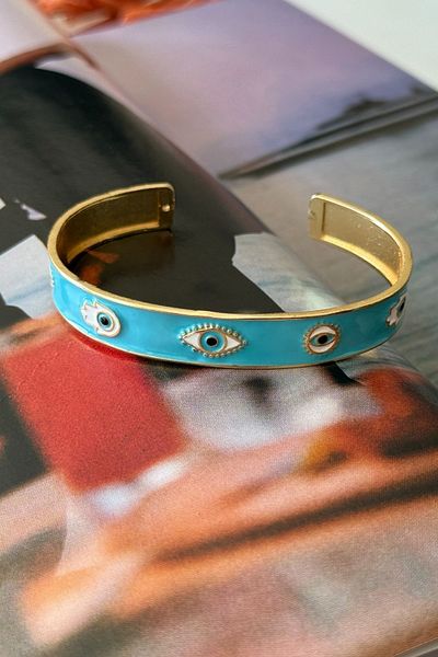 Trendy Butik Turquoise Enamel Eye Model Clamp