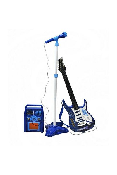 Iso Electric Guitar with Amplifier and Microphone for Kids, Blue