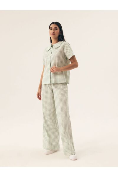 Henderson Pijamale minimaliste în carouri pentru femei, cu detalii clasice, c...