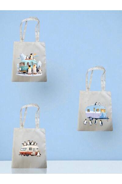 lili hediyelik Geantă de umăr din 3 piese cu imprimeu Pinguin și Caravan Ben ...