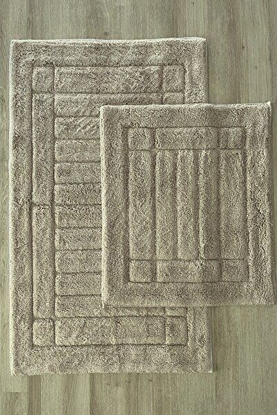 Hevia Home Σετ χαλιών μπάνιου από βαμβακερό ταφτίνγκ με απορροφητική ικανότητα, μαλακής υφής, Σετ χαλιών μπάνιου 2 τεμαχίων 60x100 - 50x60