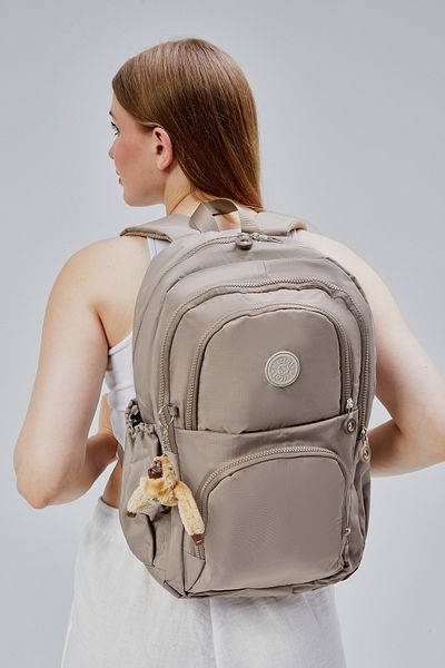 ASM SPOR Crinkle Fabric Waterproof Mink Multi-Pocket Unisex Backpack – School, Travel, Daily