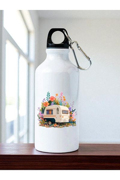 lili hediyelik Rose and Caravan Printed Water Bottle Flask Water Bottle - Home Kitchen Office Workplace Gift Item