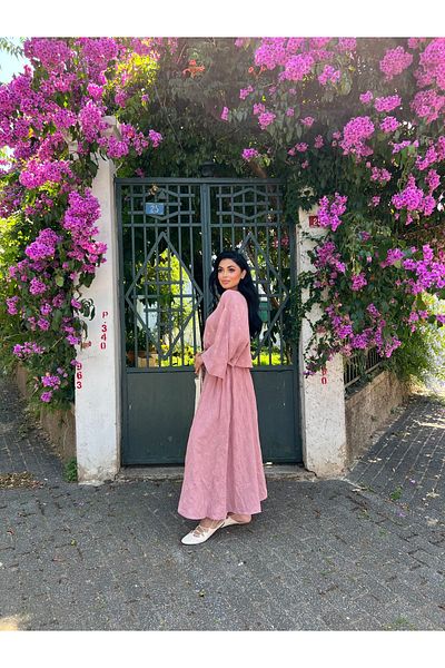 KÜÇÜĞÜM BUTİK Set bluză casual brodată cu pudră de muselină și fustă evazată (SET 2 PIESE BRODAT)