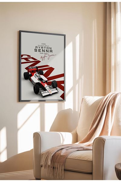 21mxm Ayrton Senna McLaren, Legendă Formula 1, Pictură poster F1, Artă murală curse