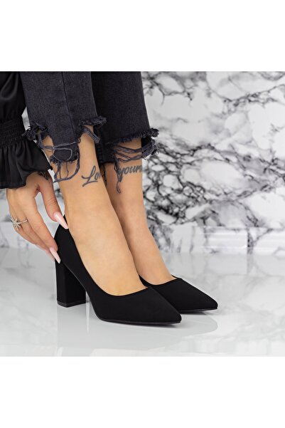 mei Μαύρα παπούτσια 2YZ6 με χοντρό τακούνι
