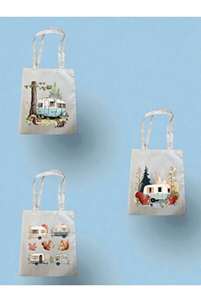 lili hediyelik حقيبة كتف مطبوعة على شكل سنجاب وعربة مقطورة مكونة من 3 قطع - ه...