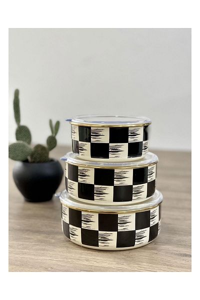 Karçiçeği Home Luxury Enamel Makenzi 3-Piece Storage Container